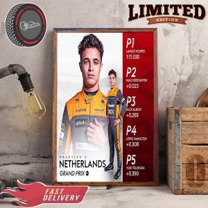 Formula 1 McLaren Driver Lando Norris Tops The Timesheets In Practice 2 Of DutchGP 2023 Home Decor Poster