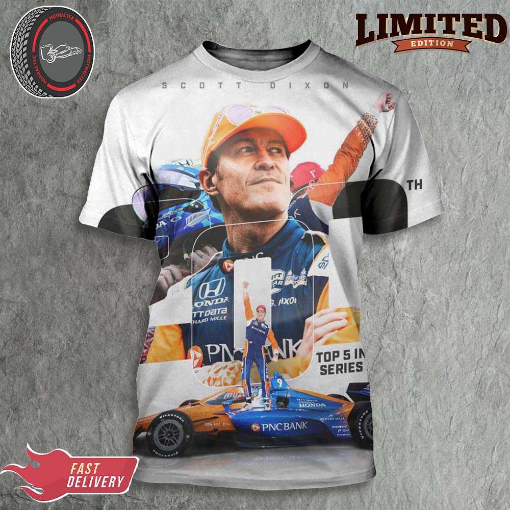 IndyCar Scott Dixon Reaches 200th Career Top-Five Finishes Indianapolis Motor Speedway All Over Print Tshirt