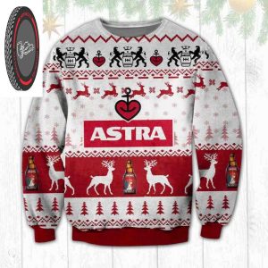 Astra On Red And White Background Christmas Ugly Sweater 2023