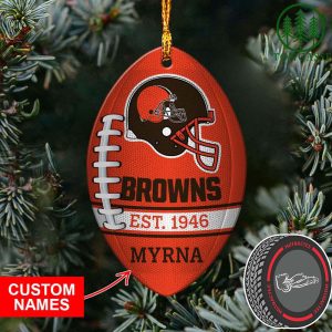 NFL Cleveland Browns Logo On Rugby Ball Custom Christmas Tree Decorations 2023