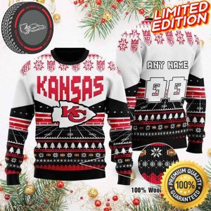 Custom Name Number NFL Kansas City Chiefs Rugby Stadium Ugly Christmas Sweater